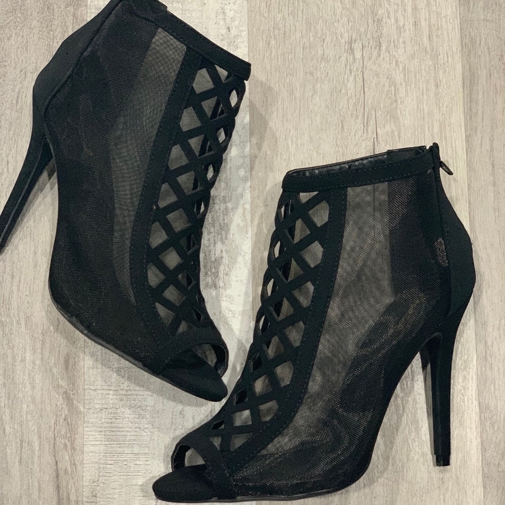 Mesh Open-Toe Heels - Picture 4 of 5